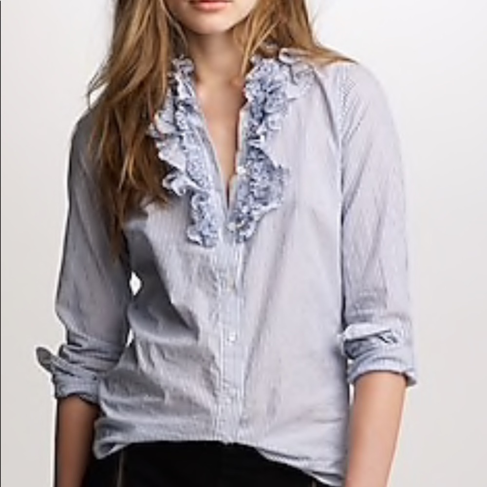 J.Crew Ruffle Button Down Shirt - image 1